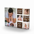First Father's Day 4 Photo Collage Brown Wood