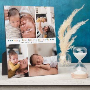 First Father's Day   4 Photo Collage Plaque