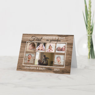 First Father's Day As Grandpa 7 Photo Collage Card