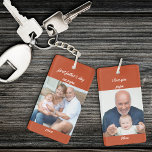 First Father's Day as Papa Orange 2 Photo Keychain<br><div class="desc">Photo keychain for a grandfather's first father's day. The photo template is set up for you to add 2 of your favourite pictures, which are printed one on each side, in square / instagram format. You could add maternity photos or sonogram / ultrasound image. The wording is fully editable and...</div>