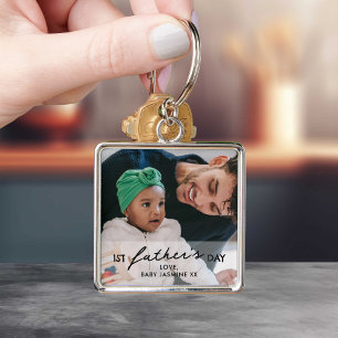 First fathers day Baby & Dad Photo Keychain