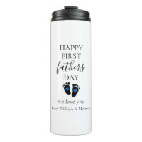 First Father's Day – Baby Footprints & Blue Hearts