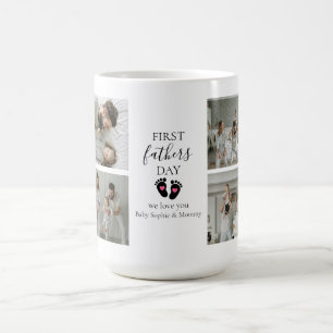 First Father's Day – Baby Footprints & Pink Hearts Coffee Mug