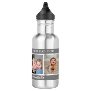 First Father's Day Best Dad Ever 4 Photo Grey 532 Ml Water Bottle