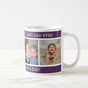 First Father's Day Best Dad Ever 4 Photo Purple Coffee Mug