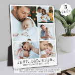First Fathers Day BEST DAD EVER Photo Collage Plaque<br><div class="desc">Create a commemorative photo keepsake 8x10 display for Dad utilizing this easy-to-upload photo collage template with 5 pictures and your custom text. The sample suggests the title BEST. DAD. EVER. and FIRST FATHER'S DAY and year in a charcoal grey classic type font against an editable white background colour. All text...</div>