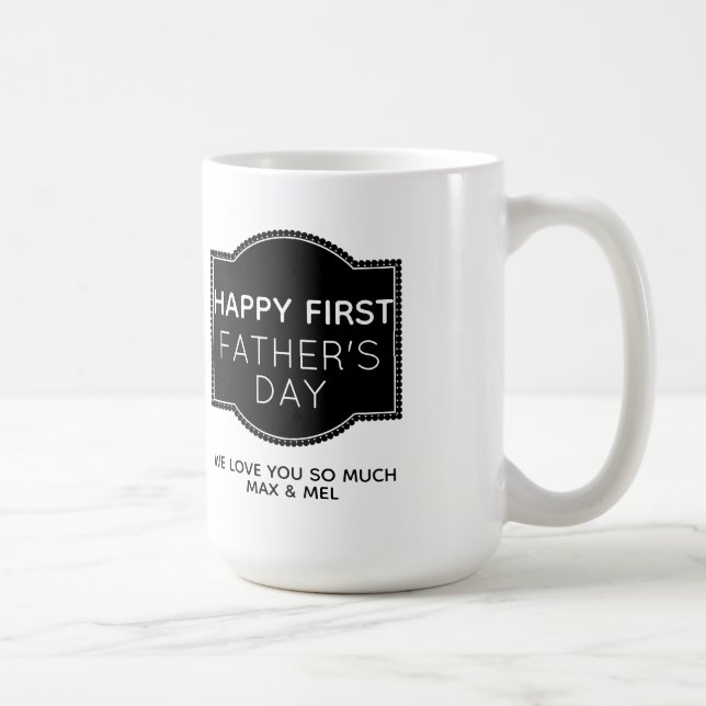 First Father's Day Black and White Photo Coffee Mug (Right)
