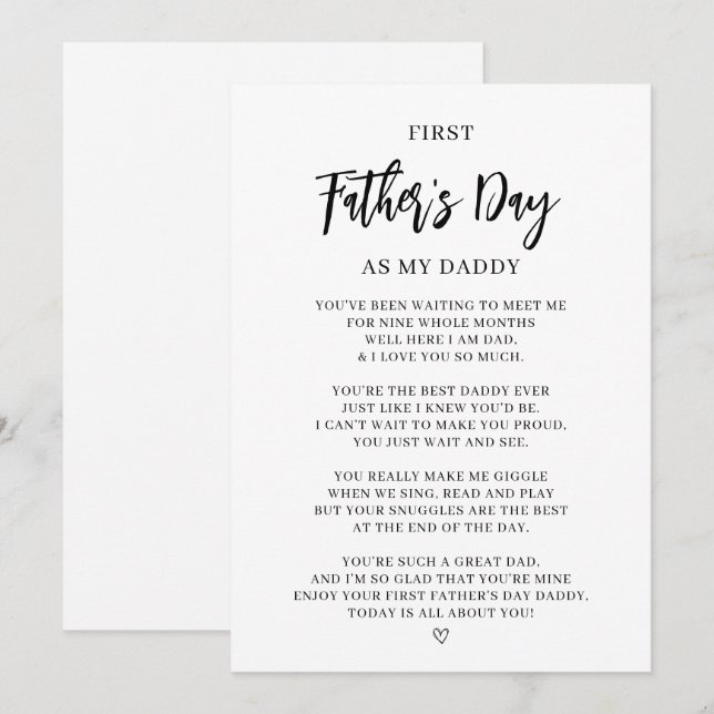 First Father's Day Card from Baby (Front/Back)