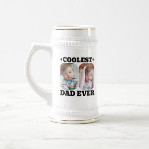 First Fathers Day Coolest Dad Ever Baby Photo Cool Beer Stein