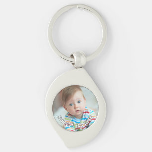 First Fathers Day Coolest Dad Ever Baby Photo Cool Keychain