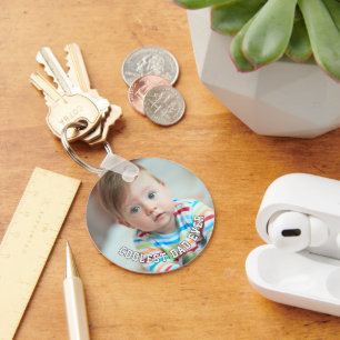First Fathers Day Coolest Dad Ever Baby Photo Cool Keychain