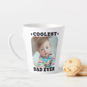 First Fathers Day Coolest Dad Ever Baby Photo Cool Latte Mug