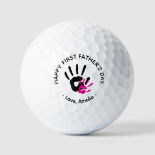 First Father's Day – Custom Baby & Dad Handprint Golf Balls