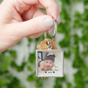 First Father's Day Custom Baby Photo With Year Keychain