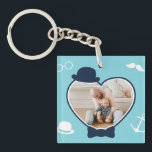 First Father's Day Custom Photo Cool Hipster Dad Keychain<br><div class="desc">Personalized Father's Day gift for your dad to celebrate Father's Day. Whether it's for a new dad, stepdad, old and classic dad, or dad-to-be, the custom text function will get you covered. You can change the text to your desired wording and upload your own custom photo. Get something memorable and...</div>