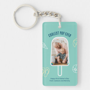 First Father's Day Custom Photo Funny Cool Dad Keychain