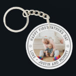 First Father's Day Dad Son Daughter Custom Photo Keychain<br><div class="desc">Personalized Father's Day gift for the best dad in the world. Customize the wording to make it more special for your daddy,  the hero of your life. Celebrate Father's Day with this custom name and message for your dad.</div>