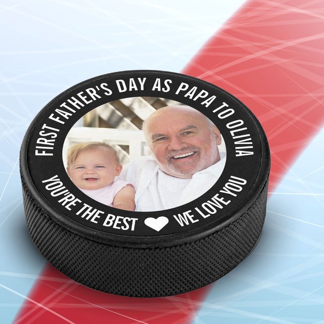 First Father's Day Daddy to Be Sonogram Photo Hock Hockey Puck (Creator Uploaded)