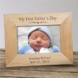 First Father's Day Engraved Wooden Picture Frame<br><div class="desc">Personalize with Any 2 Line Custom Message to make the frame extra special. Great gift for a new dad!</div>