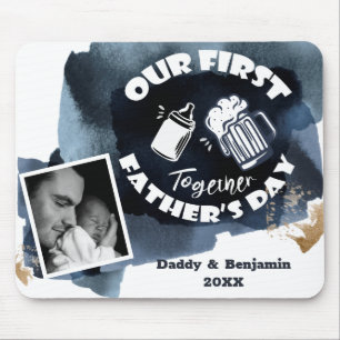 First Father's Day Funny Typography and Photo Mouse Pad