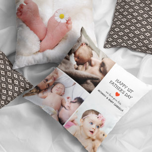 First Father's Day Gift   Cute Photo Collage  Throw Pillow