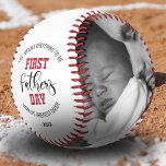 First Fathers Day Gift Photo Baseball<br><div class="desc">Dad baseball gift featuring the text "first fathers day",  2 cute sayings that can be personalized,  and the year. Plus 2 family photos for you to customize with your own to make this an extra special dad gift.</div>