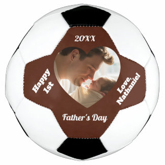 First Father's Day Heart Framed Soccer Football Ball