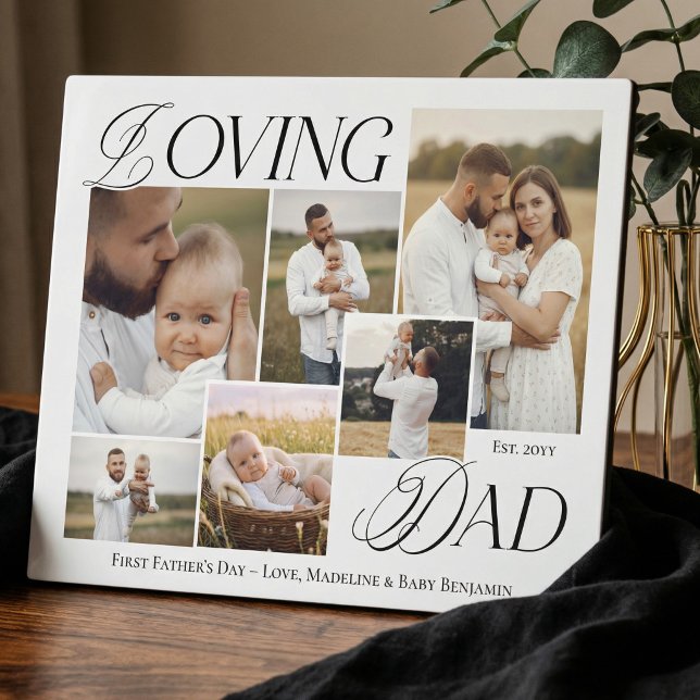 First Fathers Day Loving Dad Elegant Photo Collage Plaque (First Fathers Day Loving Dad Elegant Photo Collage Plaque)