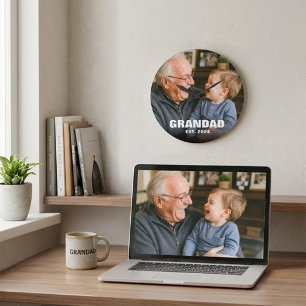 First Fathers Day New Grandfather Photo Large Clock