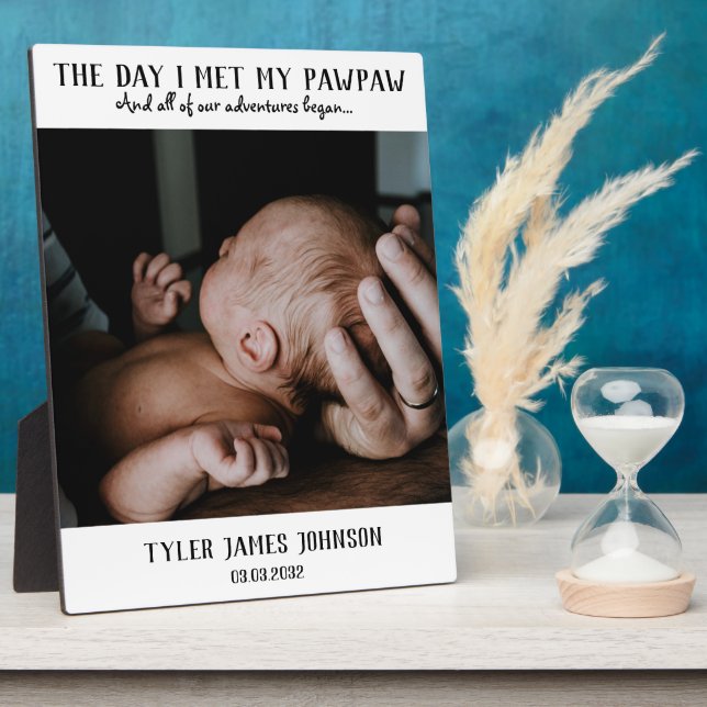 First Father&#x27;s Day PawPaw Keepsake Photo Plaque (Side)