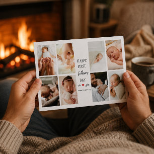 First Father's Day Photo Collage   Card for Dad