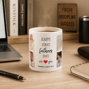 First Father's Day Photo Collage   Dad Coffee Mug