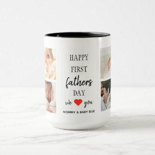 First Father's Day Photo Collage   Dad Coffee Mug