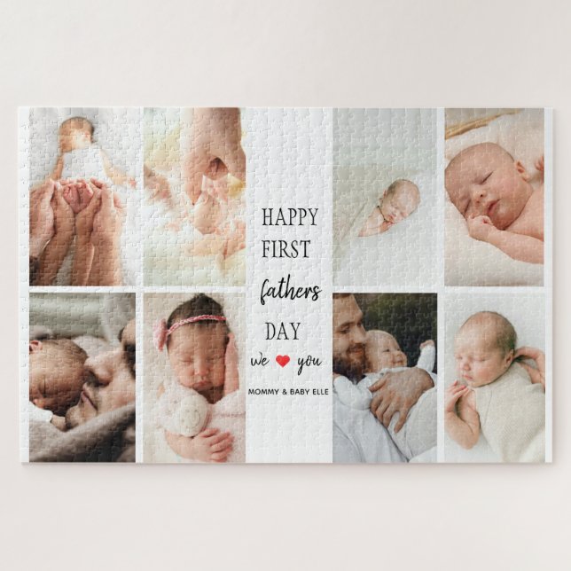 First Father's Day Photo Collage | Dad Puzzle (Horizontal)