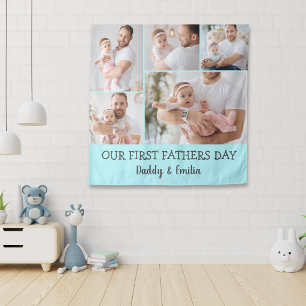First Fathers day Photo Collage Wall Tapestry