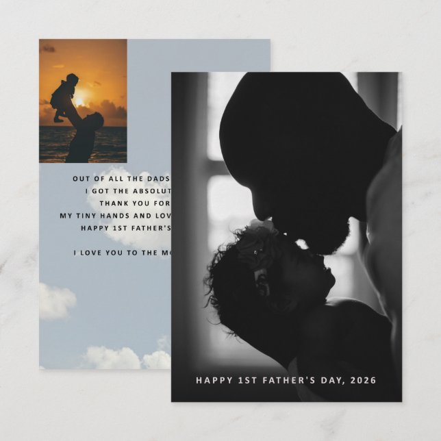 First Father's Day Photo Custom Greeting Card (Front/Back)