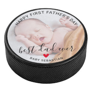First Father's Day Photo Hockey Puck