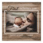 First Father's Day Photo Rustic Wood