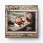 First Father's Day Photo Rustic Wood