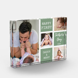 First Father's Day Sage Green 4 Collage  Photo Block