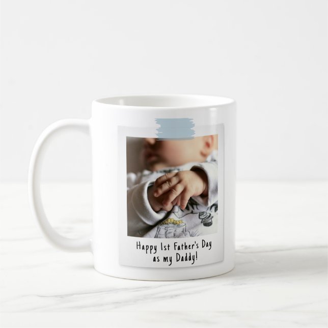 First Father's Day Snapshot Style Photo Keepsake Coffee Mug (Left)