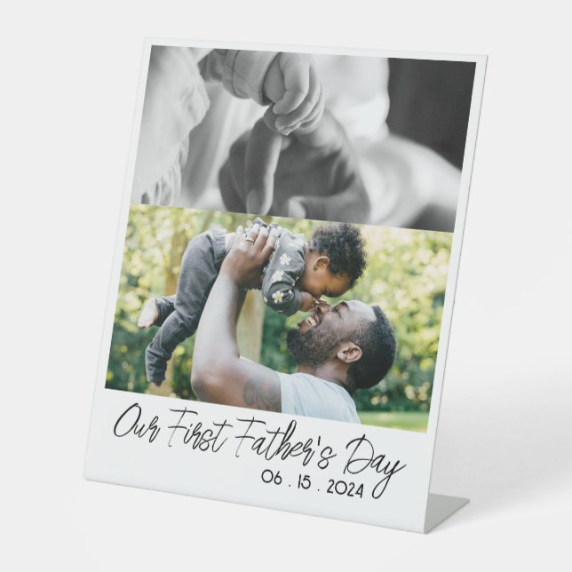 First Father's Day Together Plaque Customized Pedestal Sign (Front)