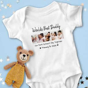 First Father's Day World's Best Daddy 5 Photo Baby Bodysuit