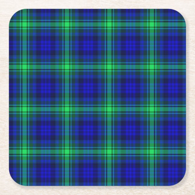 First Fibonacci Plaid Square Paper Coaster (Front)