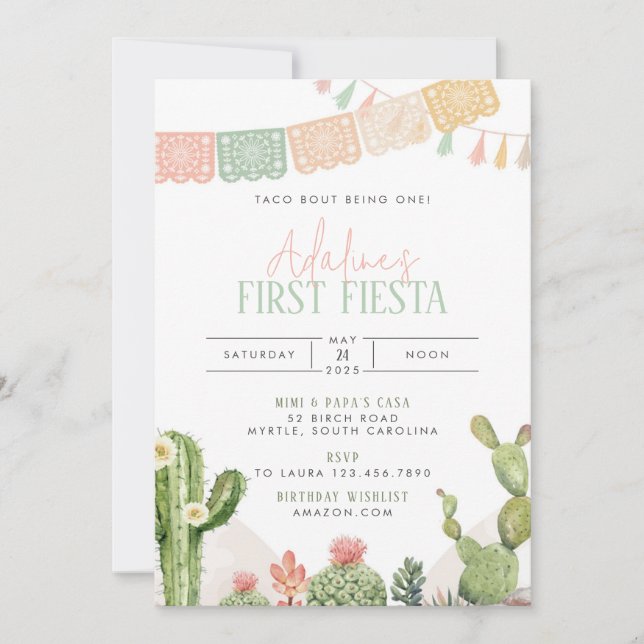First Fiesta 1st Birthday Party Invitation (Front)