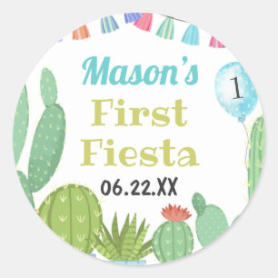 First Fiesta Boy Taco Bout A Party Cactus Birthday Classic Round Sticker