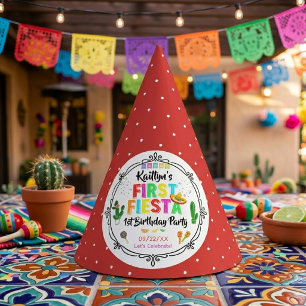 First Fiesta Colourful Mexican 1st Birthday Party Hat