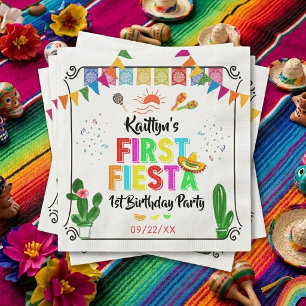 First Fiesta Colourful Mexican 1st Birthday Party Napkin