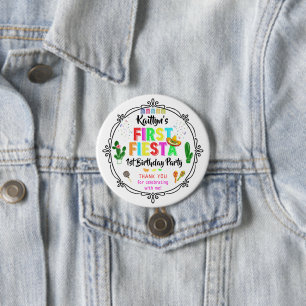First Fiesta Mexican 1st Birthday Party Favour 3 Inch Round Button