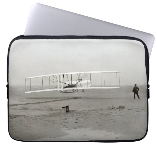 First flight Motorized Airplane, Wright Brothers L Laptop Sleeve (Front)